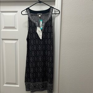 Chic Black and White Patterned Mini Dress